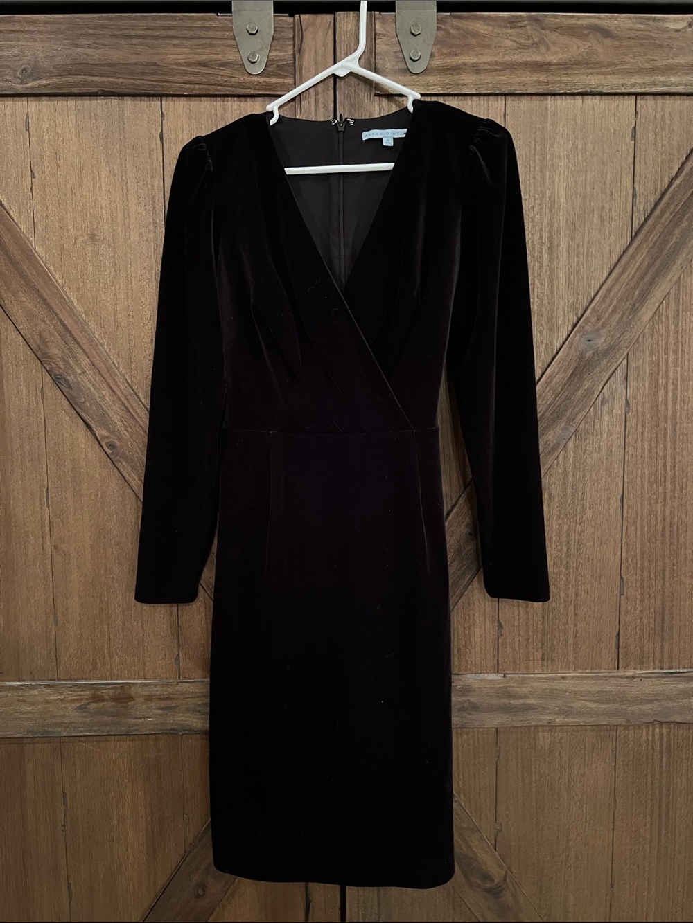 ANTONIO MELANI Black Velvet Long-Sleeve Wrap Dress